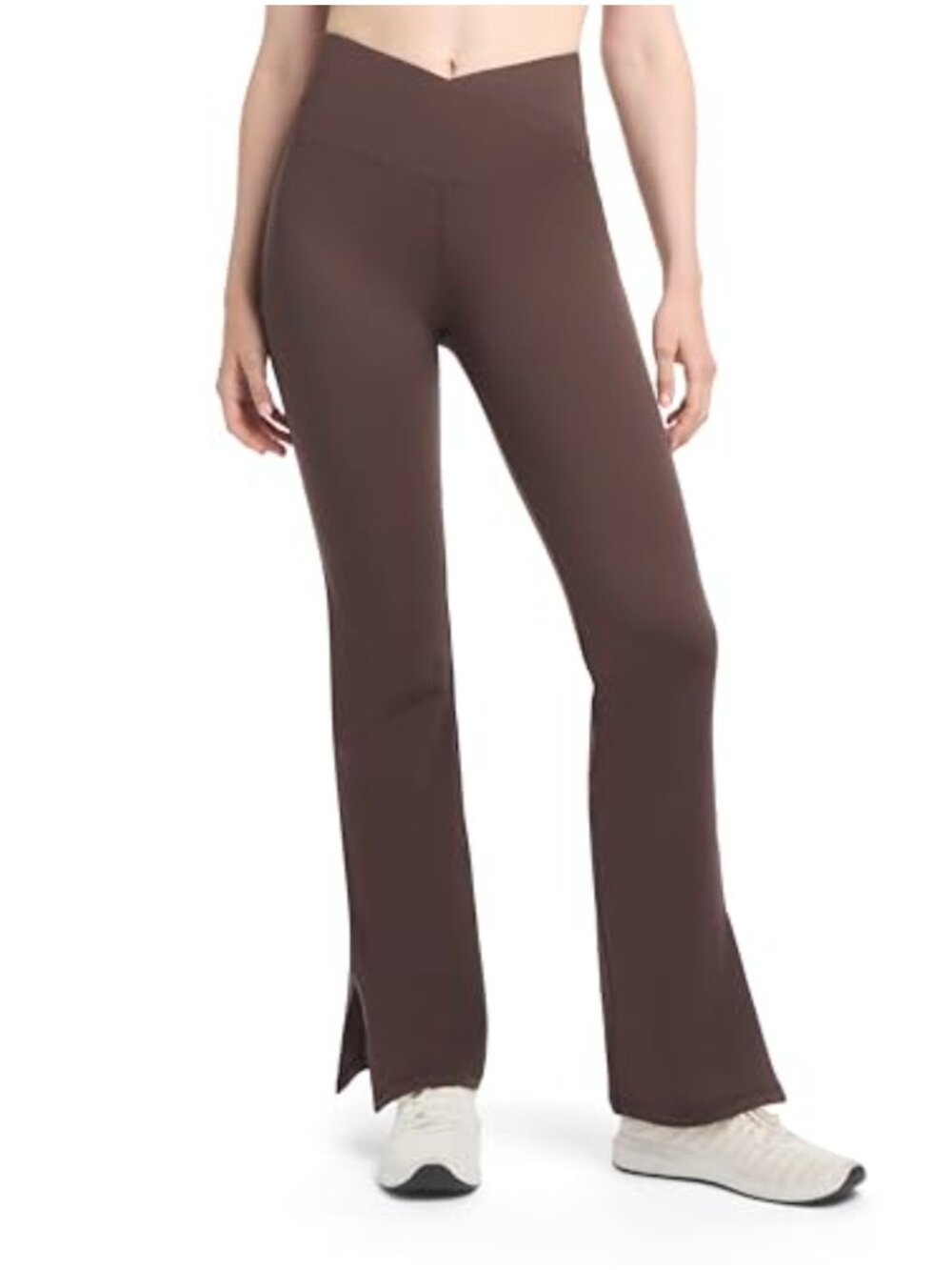 Womens Flare Leg Yoga Pants Side Slit Polyester Spandex High Rise Workout